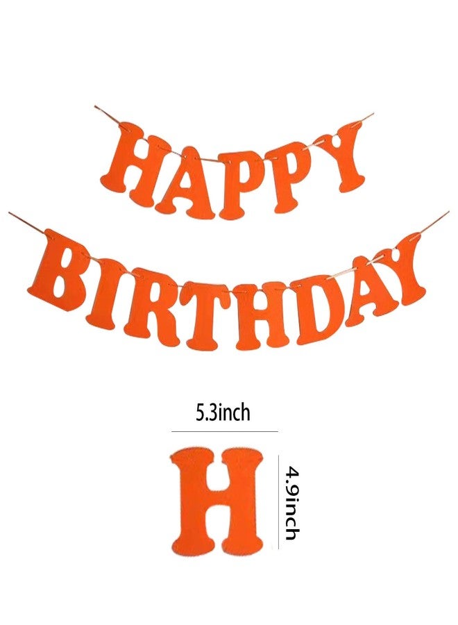 PLAP Birthday Party Felt Banner Decorated with Orange Happy Birthday Banner - Image 2